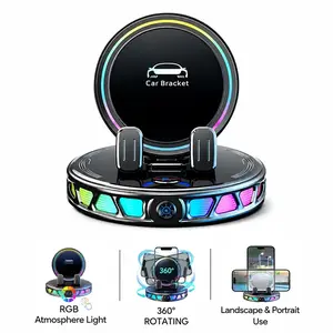 2026 Newest RGB Ambient Light Magnetic Wireless Car Charger - 360° Rotatable Vacuum Suction Car Phone Mount, Anti-Shake Auto-Lock Dashboard Holder, Futuristic Interior Accessory