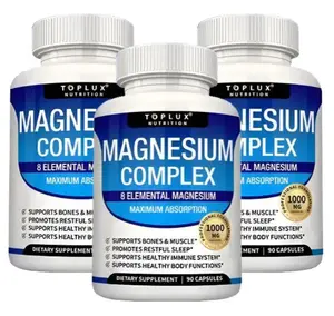 Toplux Nutrition Magnesium Complex 1000mg, 90 Capsules | 7 Chelated Magnesium Sources, Supports Bone, Muscle, Sleep, Immune & Energy for Men & Women