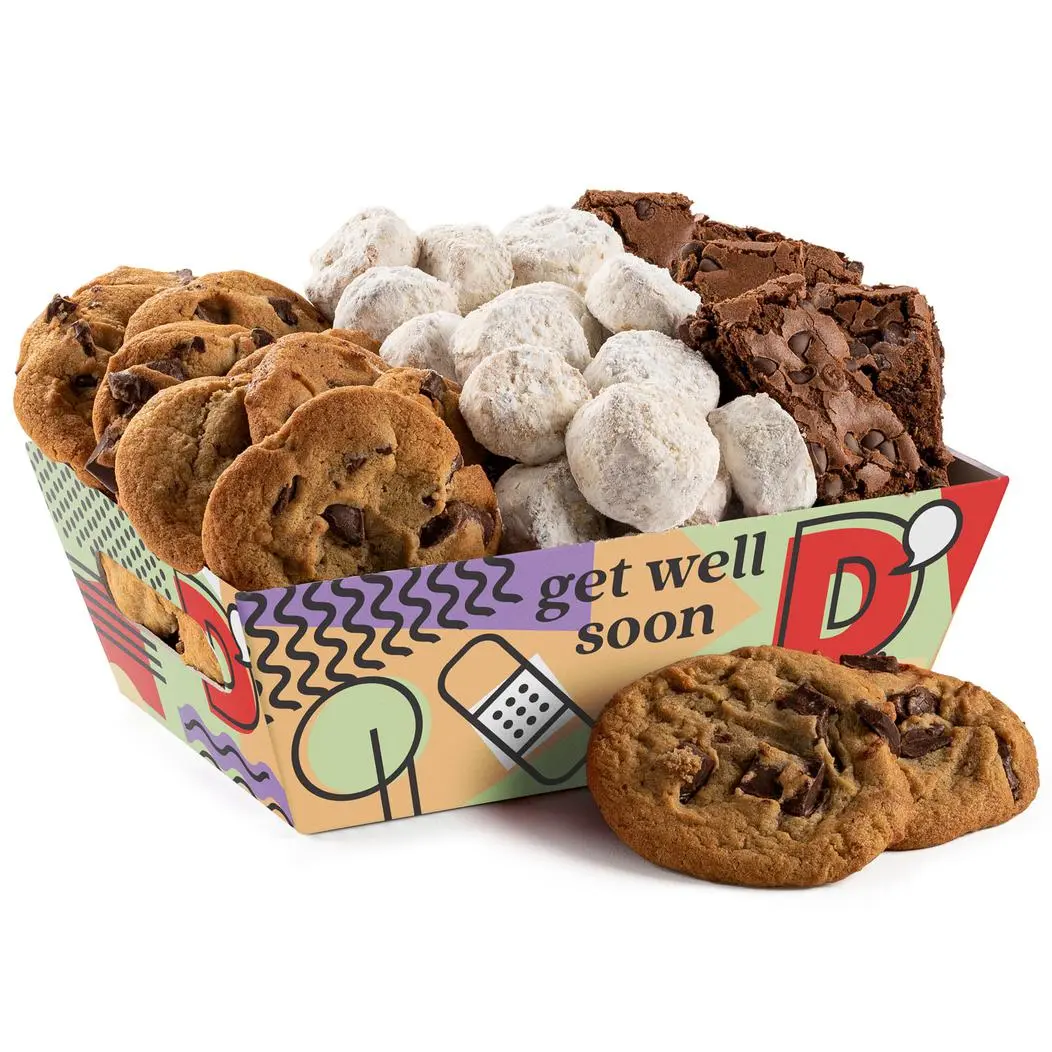 DAVID'S COOKIES Get Well Assortment Crate - Chocolate Chip Cookies, Brownies