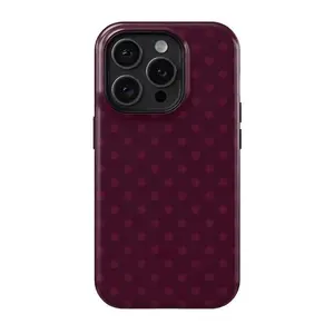 JIACC Burgundy Polka Dot Phone Case for iPhone 17 ProMax Plus Air 16 15 14 13 12 11 X XR & SamsungS25 S24 S23 S22 Ultra, Double Layer Protective Cover Stylish Shockproof Casing Tough Phone Case Unique gift options