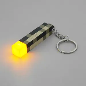 Minecraft Brownstone LED Torch Lamp Night Light Game Keychain for Fans Boys Girls - 2.28 Inch Equipped with USB charging cable