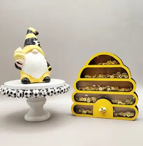 Bee Hive Shaker Sign, Bee Hive Glitter Sign, Bumble Bee Decor, Bumble Bee Hive Shaker, Wood Bee Hive, Bee Tiered Tray Decor, Bee Lover Gift