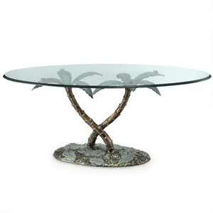 212 MAIN Palm Tree Coffee Table - 26x48x21", Aluminum Base, Nautical Look, Tropical Theme Indoor Furniture Table