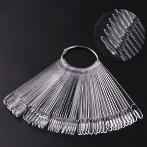 Fan Shape Nail Art Color Card Oval Template Pieces 50pcs Transparent Short Round Head Nail Mold, Perfect for Manicure Salon
