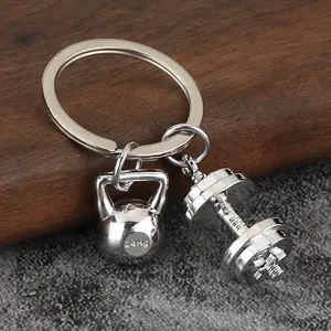 Dumbbell Keychain, Creative Dumbbell-Shaped Alloy Keychain, Realistic Sports Design, Durable Zinc Alloy, Playful Design, Ideal for Bag Decoration & Unique Gift for Friends, Keychain for Men, Lanyard, Casual Style, Bag Decoration Accessory