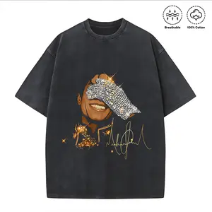 100 Percent Cotton Breathable Oversized T-Shirt Michael Jackson Sparkling Eye Cover Signature Design Summer Streetwear Fashionable Street Retro Style # Michael Jackson # Jaafar Jackson # biopic # music legend