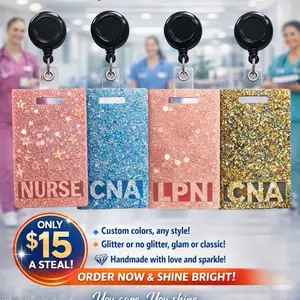 Custom Nurse Badge Buddies – Stand Out in Style with Glitter or Classic Options Handmade with Love and Sparkle