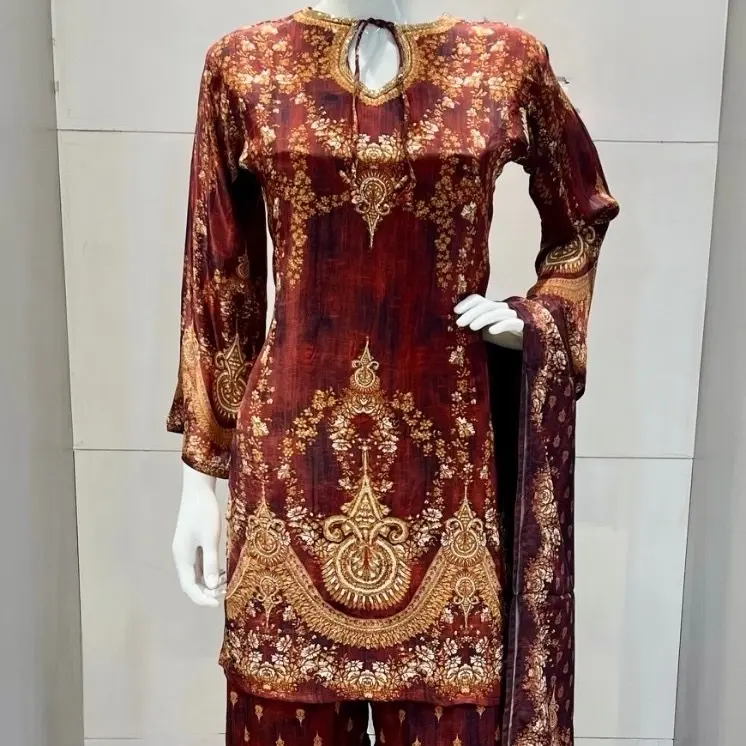 Premium Pure Crepe 3-Piece Sharara Suits, Elegant Ethnic Festive Wear with Rich Intricate Motifs, Flawless Drape for Store Inventory Enhancement