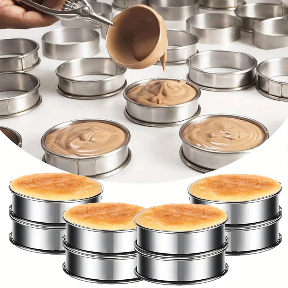 8-Pieces English Muffin Rings,4 Inch Crumpet Rings,Stainless Steel Double Rolled Nonstick Metal Round Tart Ring Molds for Cookie Cooking Baking,Kitchen Accessories Eggs Tin