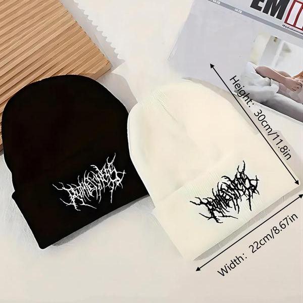 Unisex Casual Hand Embroidery Knit Beanie Hats, Trendy Soft Comfy Beanie Hat, Fashionable Hat for Men & Women for All Season