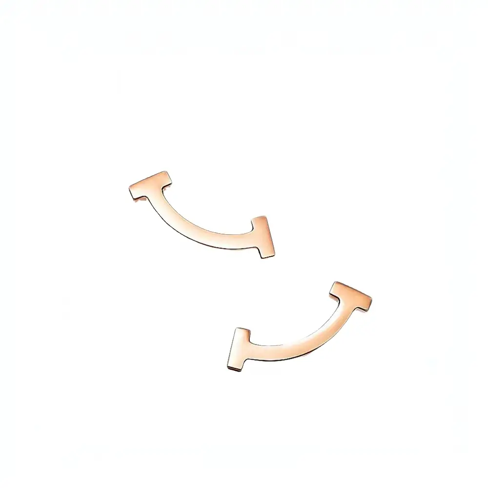 Pre-owned 99% New Tiffany & Co. Tiffany T Smile Mini Earrings 18K Rose Gold Women Stud Earrings Luxury Designer Jewelry