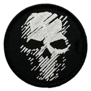 Ghost Skull Recoon Wildlands Embroidered Patch [3.0 inch -Hook Fastener Backing -G12]