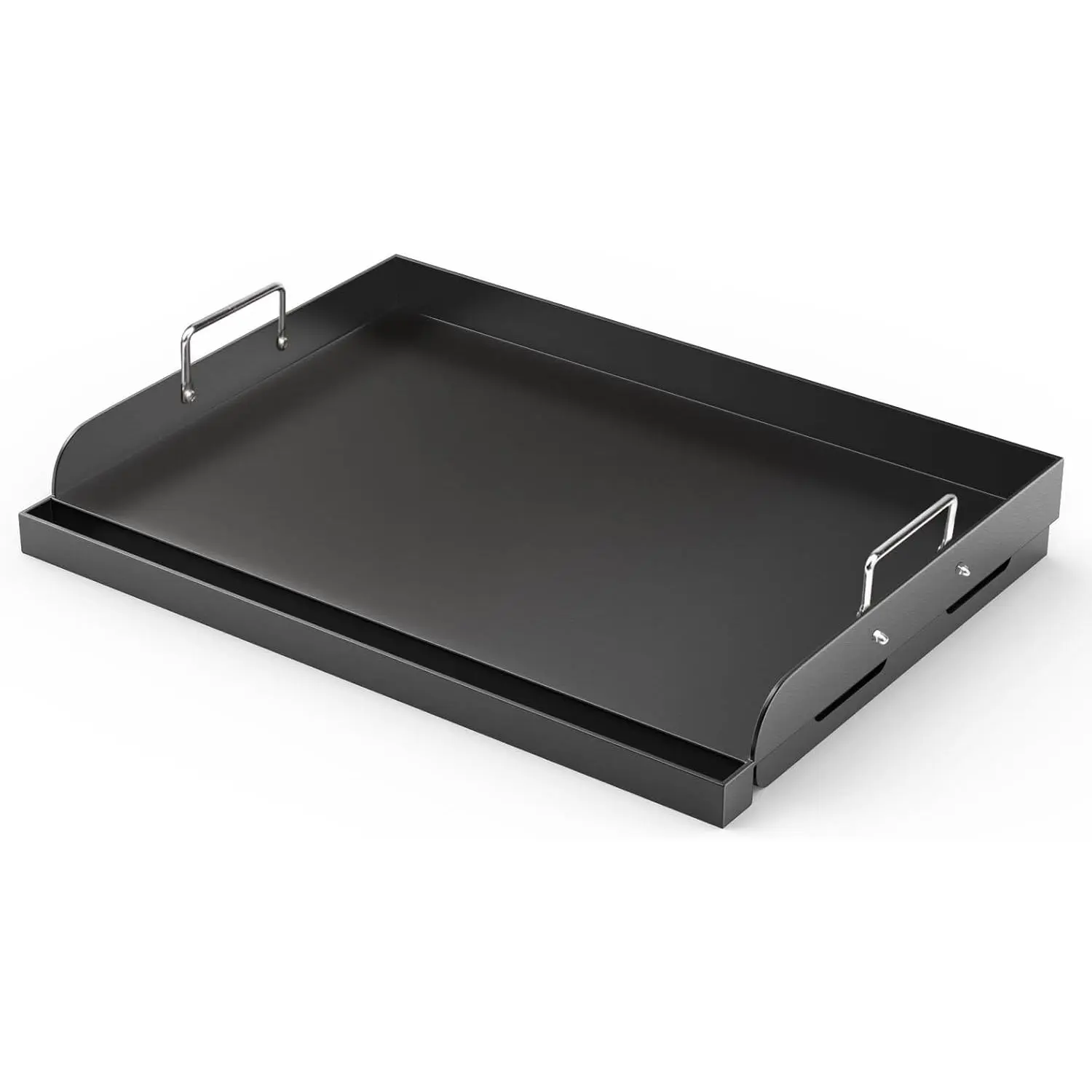 Universal Griddle Plate for Grills, 17" x 13" Heavy Duty Nonstick Carbon Steel Flat Top with Detachable Handles, Barbecue Accessory for Camping & Outdoor Cooking, Barbecue Accessories, Utensils, Edge Polished, Heat Resistant, Universal Fit, Bbq Lovers, Fu