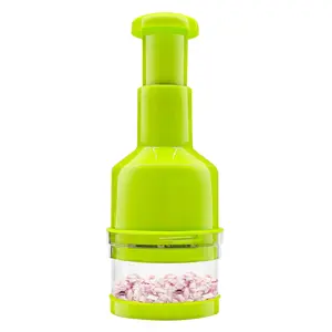 Hand Press Onion Chopper with Stainless Steel Blades - Manual Dicer & Masher for Garlic, Green Veggies (Kitchen Utensil, Fruit & Vegetable Tool)