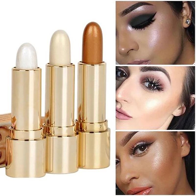 3 Colors 3D Face Brighten Highlighter Bar Cosmetic Face Contour Bronzer Shimmer Highlighter Stick Concealer Cream Makeup tool Smooth Radiance 01