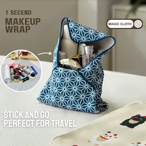 Magic Pocket Lazy Makeup Bag with Self-Adhesive Wrap, Travel Makeup Bag Easy Wrapping & Safe Protection for Tech Device, Brushes, Accessories, Makeup Organizer Pouch