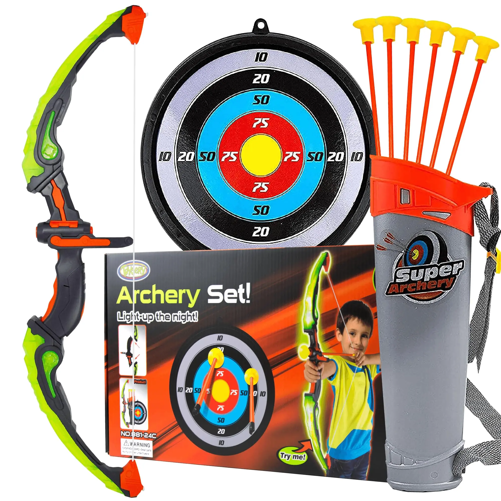 Toysery Kids Bow and Arrow Set with LED Flash Lights