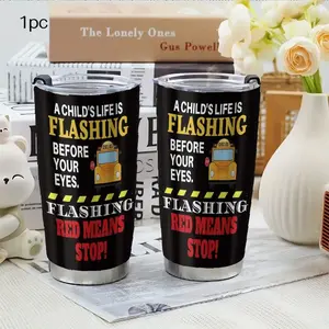 1pc 20oz Stainless Steel Insulated Mug - Safety First | School Bus Driver's Commemorative Travel Mug with Dustproof Drinking Spout and Sealing Lid; Compatible with Straw; Suitable for Outdoor Activities and Hiking; Personalized Gift