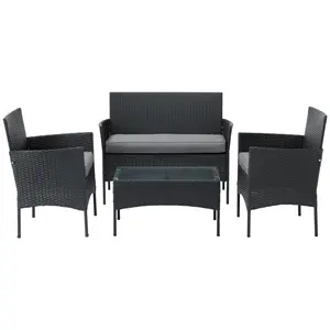 Lavish Home 4-Piece Patio Outdoor Rattan Furniture