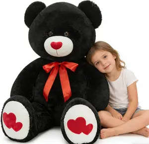 Tezituor Large Teddy Bear Stuffed Animal 47" - Big Teddy Bear with Love Red Heart - Giant Stuffed Bear Plush Toys for Kid Christmas Birthday - Valentines Bear Gift for Girlfriend, Black