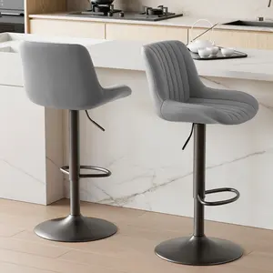 Bar Stools Set of 2, Adjustable Modern Swivel Bar Stools with Backs, Counter Height Performance Fabric Island Chairs for Home Kitchen