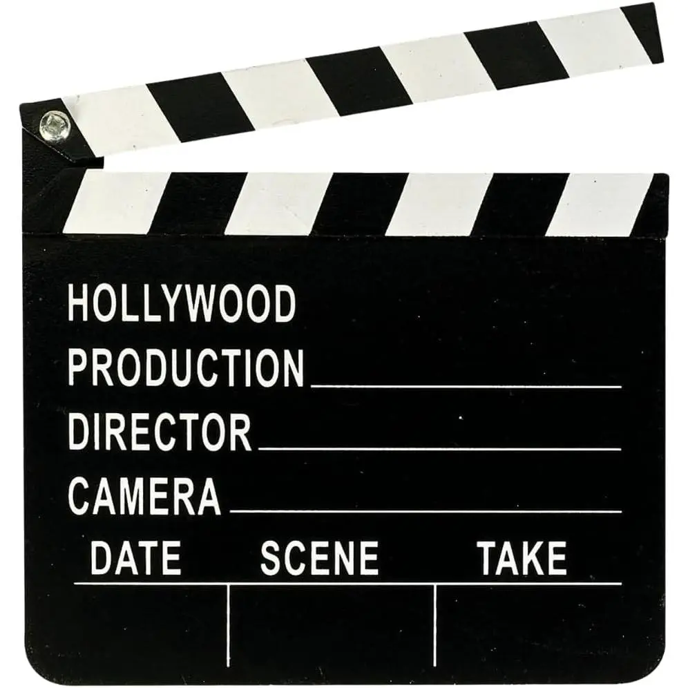Premium Wooden Hollywood Director's Clapboard, 7"x8" Black & White Finish, 1Pc Party Gift for Aspiring Filmmakers