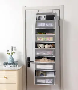 Gray 5-Layer Door Storage Rack, 44lbs Capacity, Anti-Slip Design, Home Organizer for Bathroom & Bedroom kitchen gadget clearance multitier