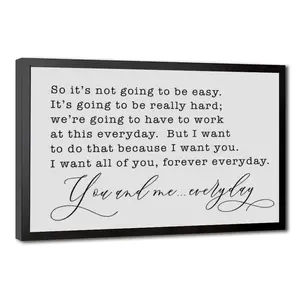 The Notebook "You and Me Everyday" Canvas Wall Art, Romantic Movie Quote Print, Minimalist Love Decor for Bedroom Wedding, Framed/Unframed Option ,  girly apartment decor