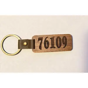 Solid Walnut Key Chain | Laser Engraved by 76109 Design
