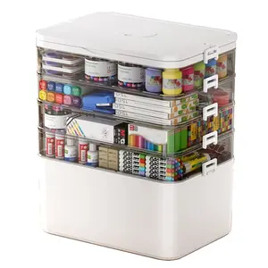 PrimPick 1pc multi-functional plastic sewing craft tool box, Multi grids organizer, store tools, suitable for medicine box storage, hair accessories, storage containers with handles, durable plastic organizers, toolboxes