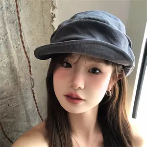 Japanese Yamamoto Style Niche Layered Design Thin Breathable Octagonal Hat Face-Slimming Artistic Painter Hat for Versatile Outfits