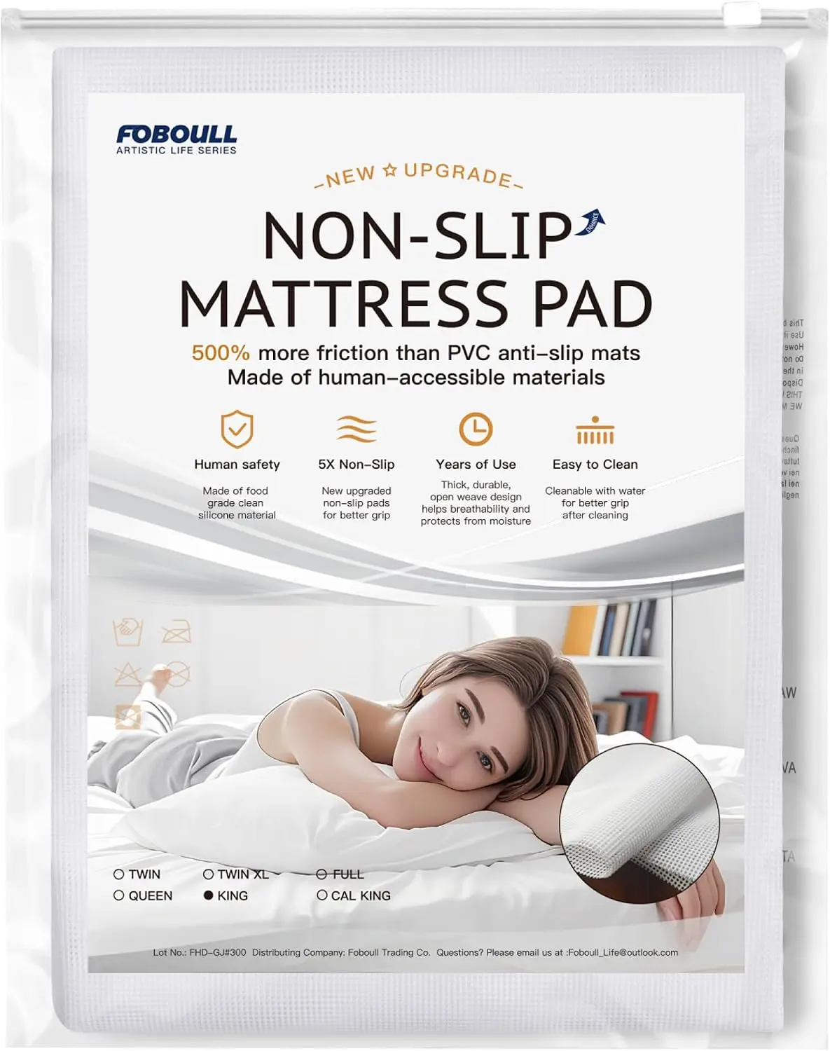 Silicone Mattress Slide Stopper and Gripper, 5X Anti - Slip, Non Slip Mattress pad,Keep Bed and Topper Pad from Sliding for Sofa, Couch, Chair Cushion, Mattresses, Easy Trim Pads, King