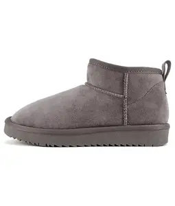 Soda MUTUAL Women's Faux Fur Mini Snow Ankle Boots - Gray Imitation Suede - Size 7.5