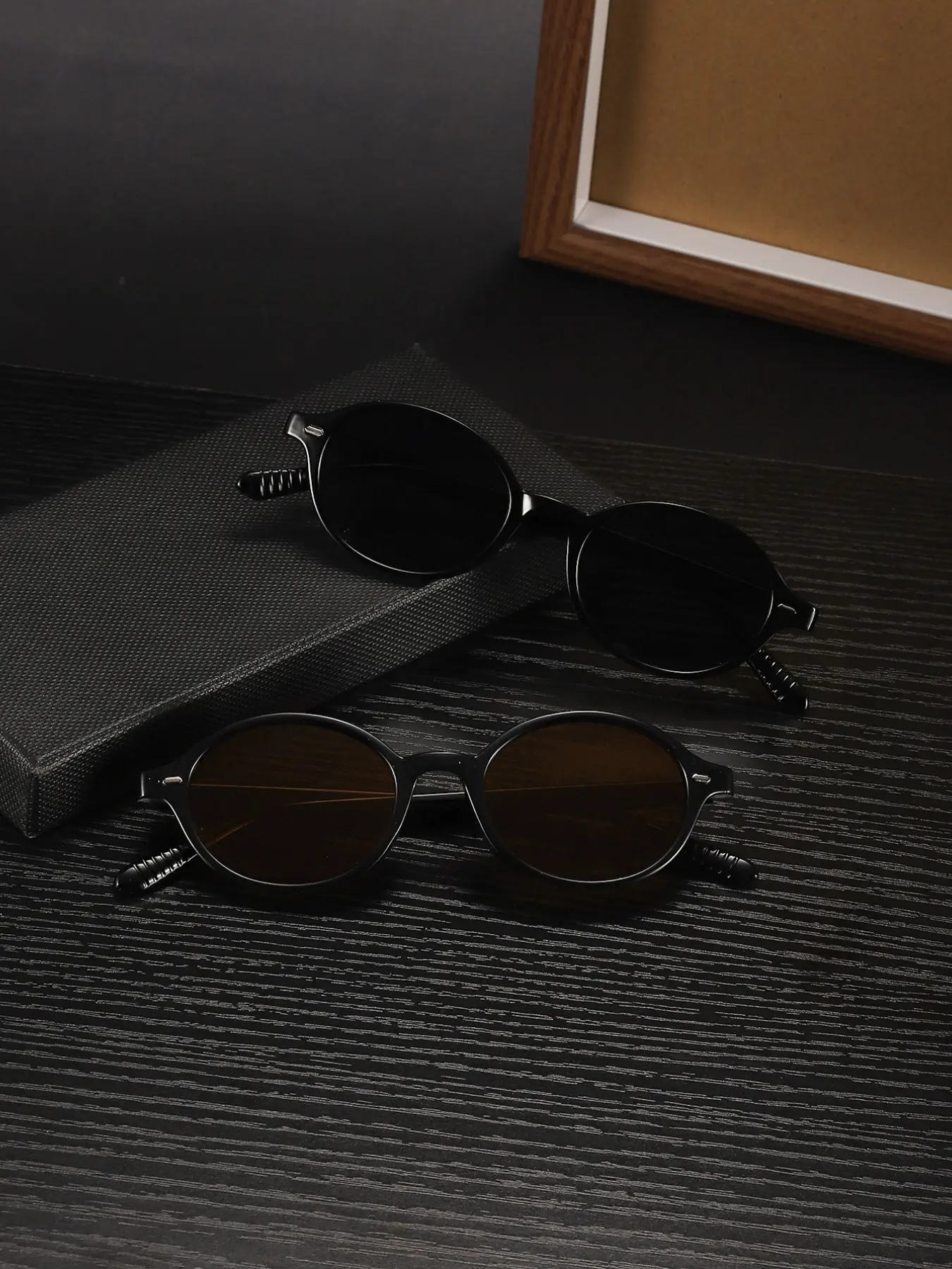 2pcs Retro Nerd Oval Frame Sunglasses, Color Lenses, Unisex Casual Fashion, Daily Wear & Outdoor Activities, PC Material