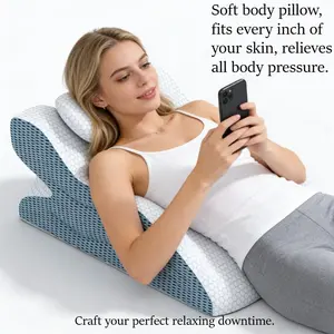 Memory Foam Prone Sleeping Pillow, Elevating Body Pillow, Leg Support Pillow, Ergonomic Wedge Pillow With Phone Holder For Couples, Bed Head Pillow For Home & Office, Removable Washable Cover, Multi-Functional Support Pillow