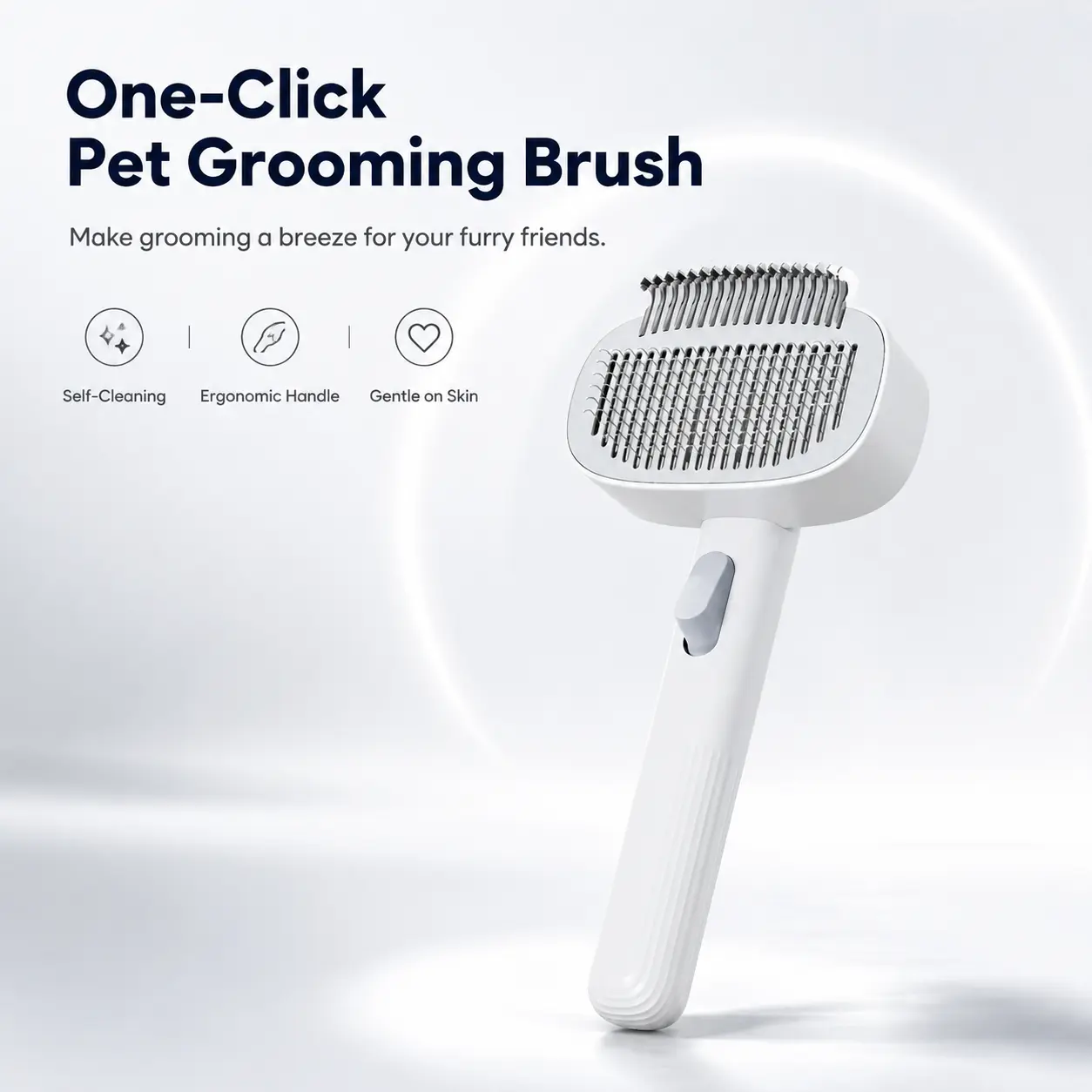Self Cleaning Slicker Wire Brush for Dogs and Cats - Skin-Friendly Pet Grooming Brush, Easy Grooming Shedding Tools for Loose Hair & Tangled Undercoat, Gentle Bristles with Ergonomic Massage Handle, Skin-Friendly Grooming accessory essential spray set