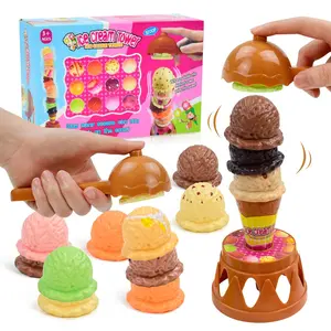 Ice Cream Toy, 1 Box Stacking Tower Game, Balancing and Stackable Scoop Ice Cream for Toddlers, Kids Pretend Food Play Set, Kitchen Dessert, Play Kitchen Accessories