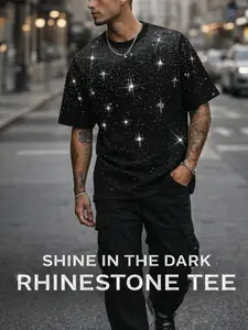 Men's Rhinestone Star T-Shirt | Oversized Streetwear Tee