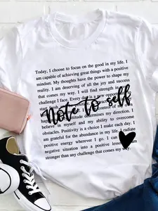 A Letter to Yourself Inspirational Shirt Mental Health Shirt Positive Motivational Quotes Loose Fit Women's Casual Crew Neck T-shirt