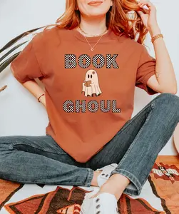 Book Ghoul Shirt, Cute Little Ghost Shirt, Women's Halloween Shirt, Fall Graphic Tee, Comfort Colors Ghost Shirt, Bookish Ghost T-Shirt
