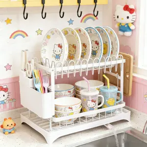 Drying Rack Kitchen, Spring SaleTier  Dish Drying Rack, Space-Saving Large DishRacks for Kitchen Counter with DrainboardExtendable Spout Strainers & Utensil Holder andKnife Slots，Mother's Day gifts, birthday gifts