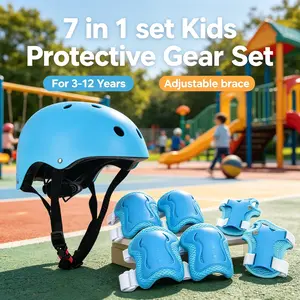 BAT DASH 7-in-1 Kids Protective Gear Set – Adjustable Helmet & Knee/Elbow/Wrist Pads for Bike/Skateboard/Scooter – Ages 3-14