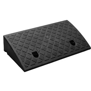 Synthetic Plastic Curb Ramp, 2200 lbs Load Capacity, Portable Lightweight Heavy Duty for Driveway Garage Loading Dock, Textured Surface, Integrated Mounting Holes, Angled Tracks for Walkers/Scooters Automotive Transportation Access