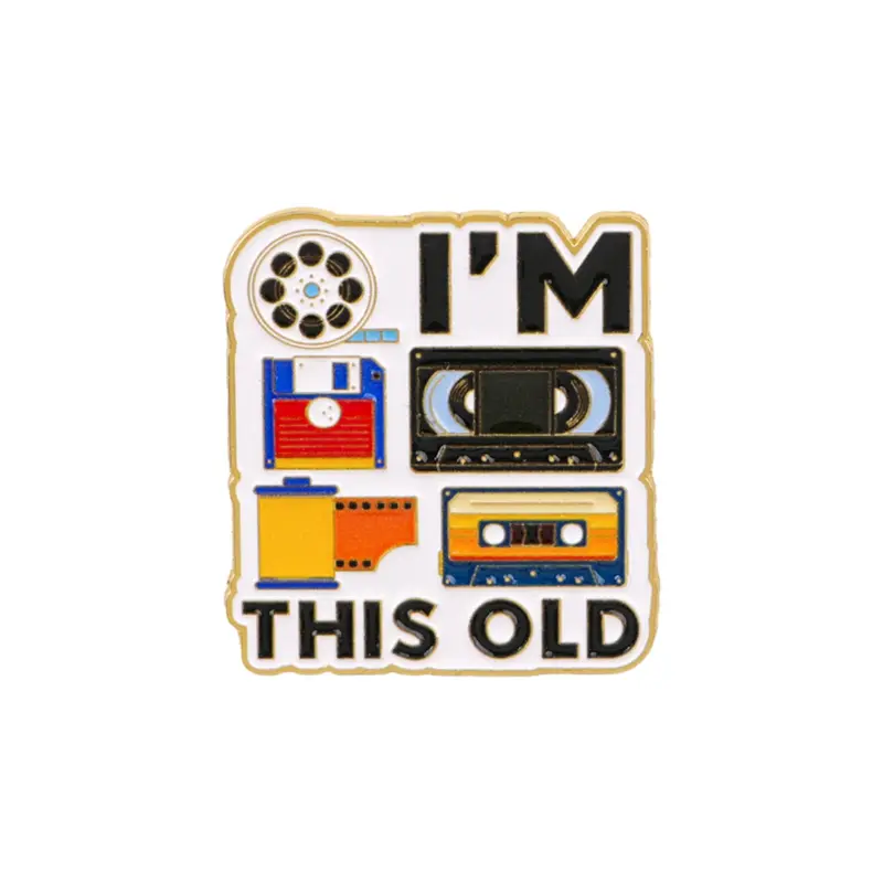 I'm This Old Tape Badge Pin Brooches, Alloy Brooch Pin, Cartoon English Quote Design, Unisex Daily Wear Decoration, Perfect Gift for Family Friends