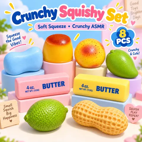 AVLORON Unisex 4/8-Piece Latex-Free Crunchy Squishy Box Fidget Toy Kit, Squishies Toys for Age 3+, Relaxing ASMR Stress Relief Sensory Desk Gifts