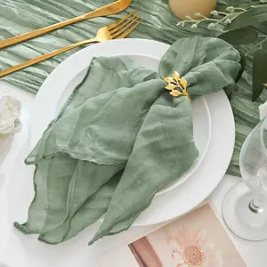 12 Pack Cheesecloth Napkins 20"x20" Sage Green Boho Gauze Cheese Cloth Napkins Bulk Rustic Dinner Table Decor for Wedding Bridal Baby Shower Party