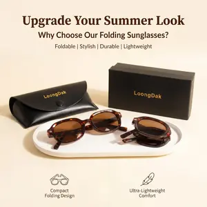 Foldable Oval Retro Sunglasses Lightweight Slim Frame Comfy UV Protection Women Daily Outings
