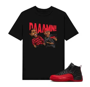 Retro Streetwear Graphic Tee Featuring Funny Nineties Comedy Parody To Match Red And Dark Hoops Kicks For GRWM Fits
