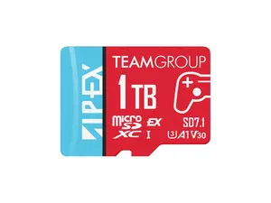 Team 1TB Ultra-Fast microSDXC UHS-I/U3 Memory Card with Adapter, compatible with Nintendo-Switch, Steam Deck, and ROG Ally, Speed Up to 800MB/s (TAPMSDE1TIV30A102)