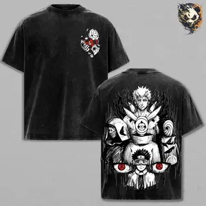Obito Anime Washed Tee – Naruto Vintage Manga T-Shirt, Cool Japanese Anime Graphic Shirt, Oversized Streetwear Trendy Otaku Gift, Dark Aesthetic Shonen Anime Tee